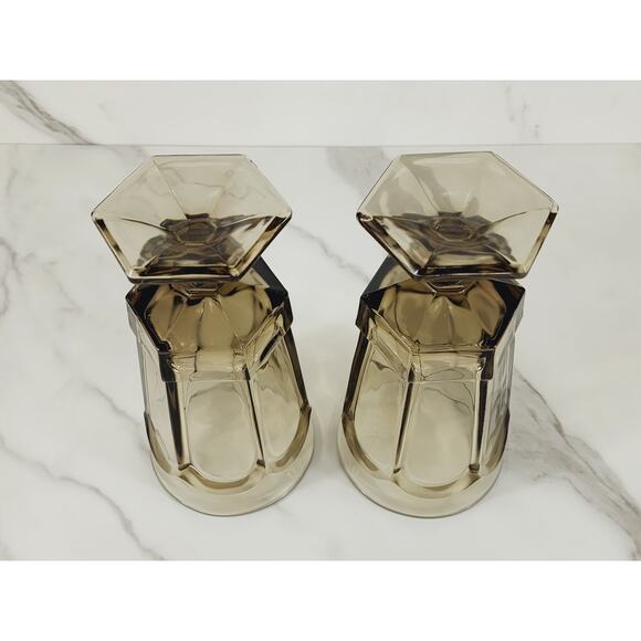 Fostoria Goblet Virginia Smokey Brown 10oz Ice Tea Water Glass Tall 7" Footed x2 - Picture 8 of 12